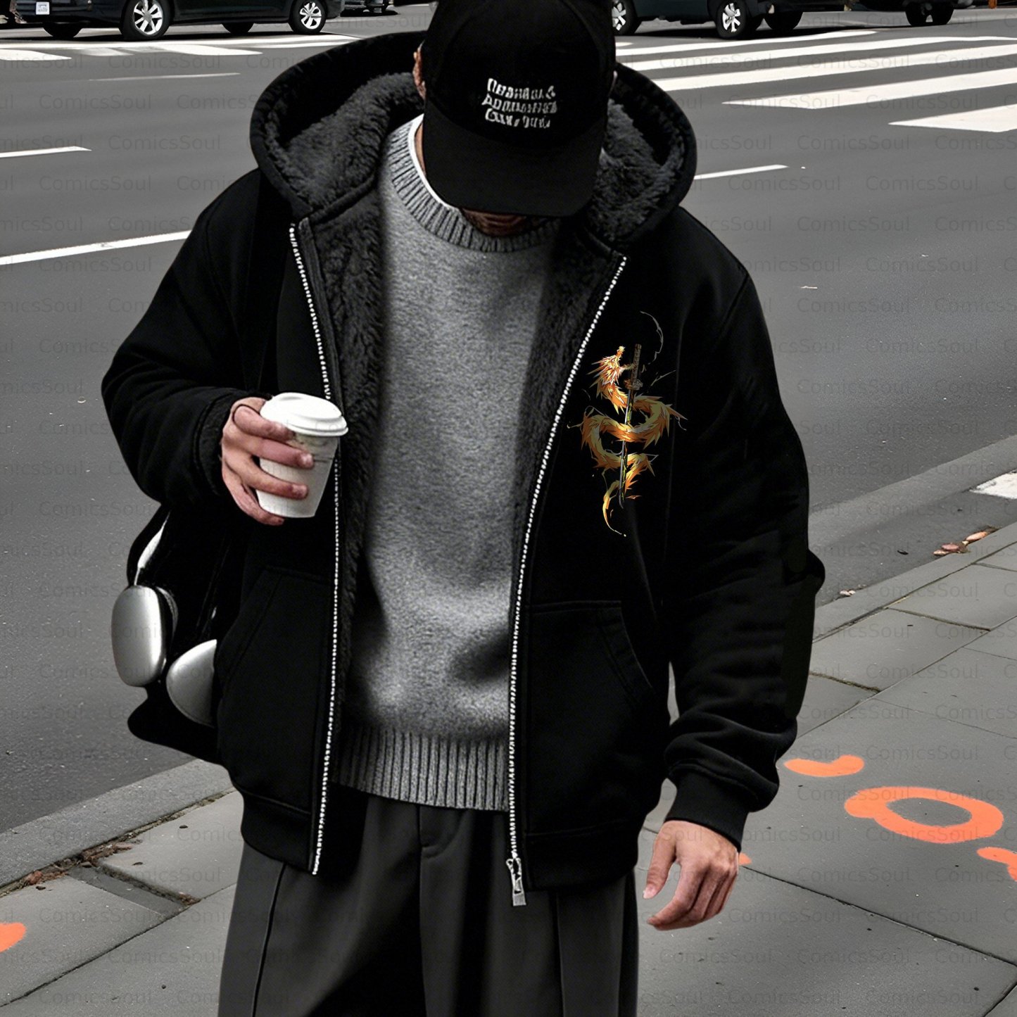 Unisex Graphic Streetwear Vintage Zipper Cardigan Plush Hoodie