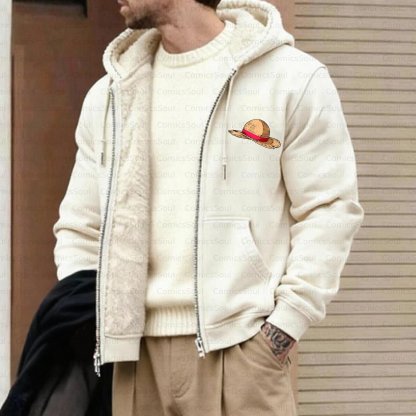 Unisex Graphic Streetwear Vintage Zipper Cardigan Plush Hoodie