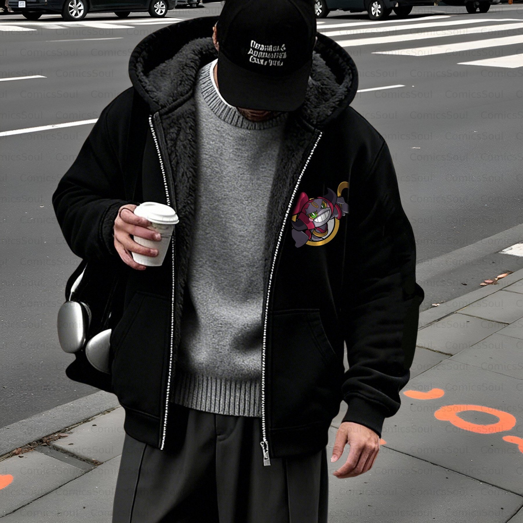 Unisex Graphic Streetwear Vintage Zipper Cardigan Plush Hoodie