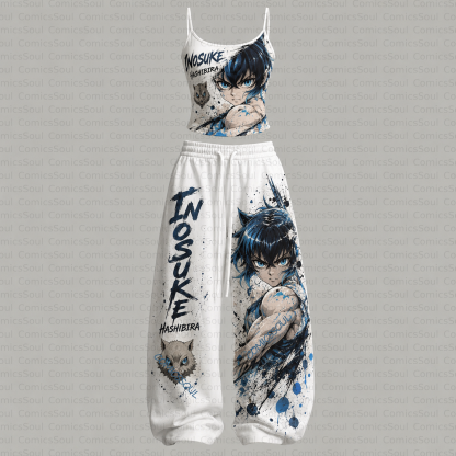 Demon Slayer Top & Elasticated Trousers Two-Piece Set