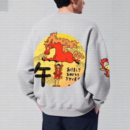Plus Velvet Unisex Anime Inspired Vintage Sweatshirt