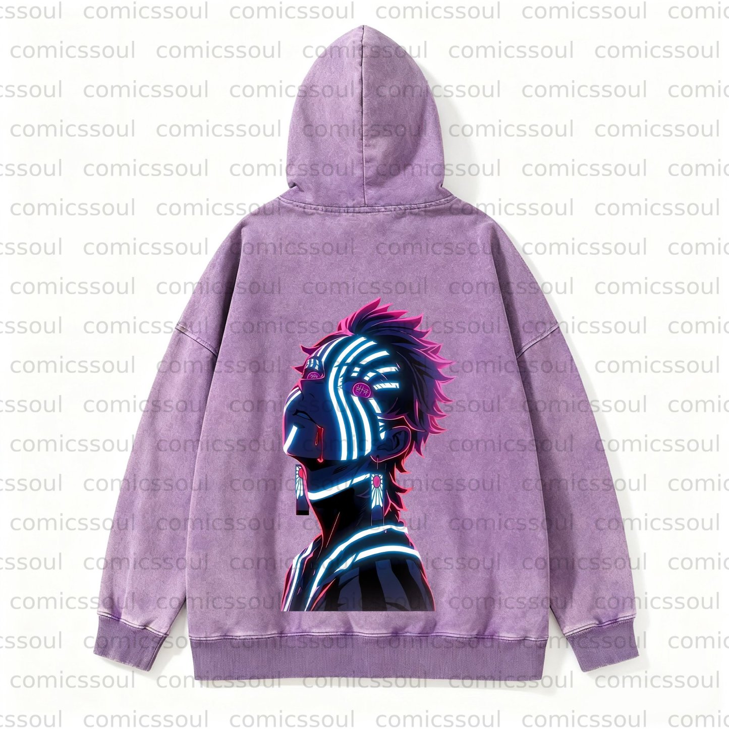 Unisex Anime Graphic Streetwear Vintage Plush Washed Hoodie