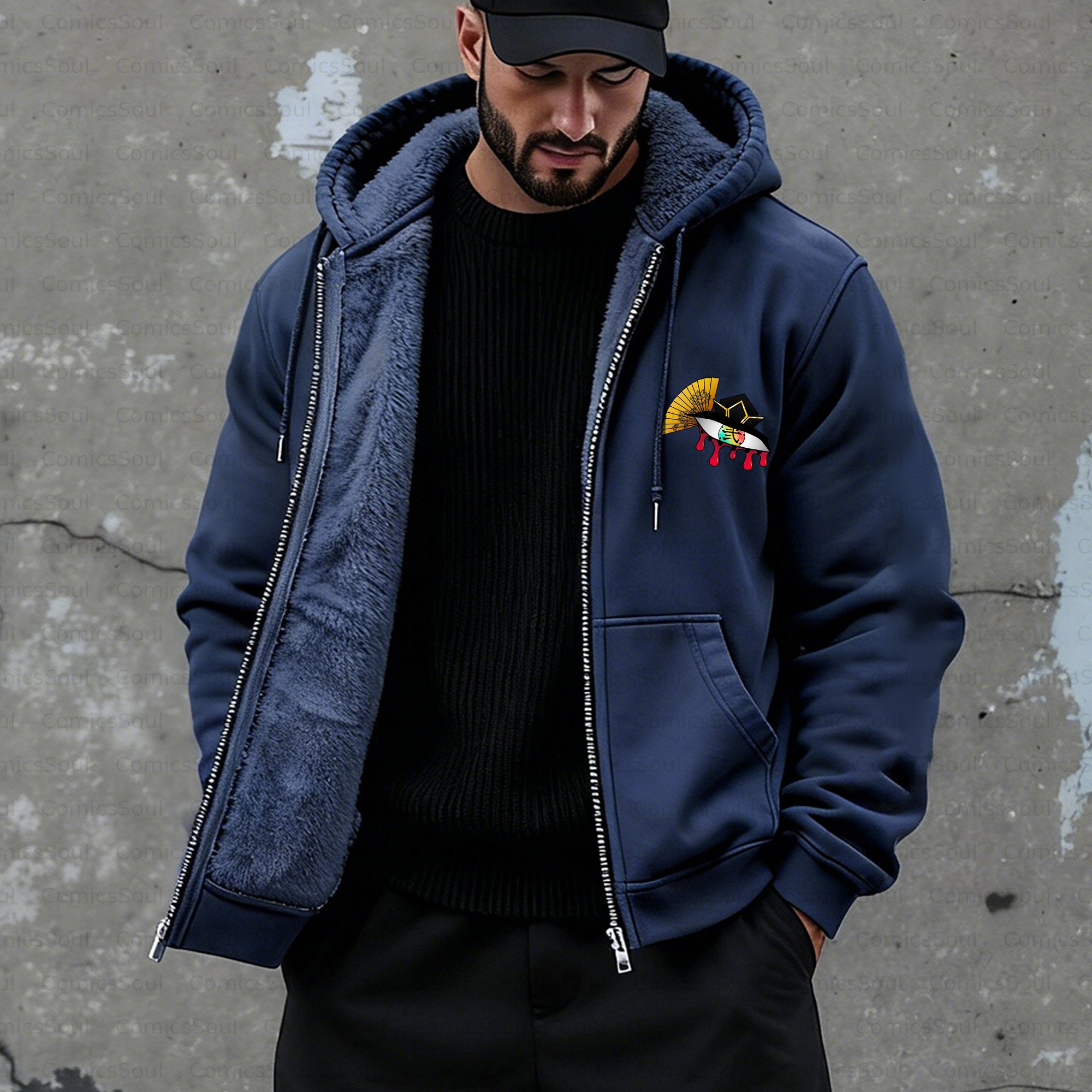 Unisex Graphic Streetwear Vintage Zipper Cardigan Plush Hoodie