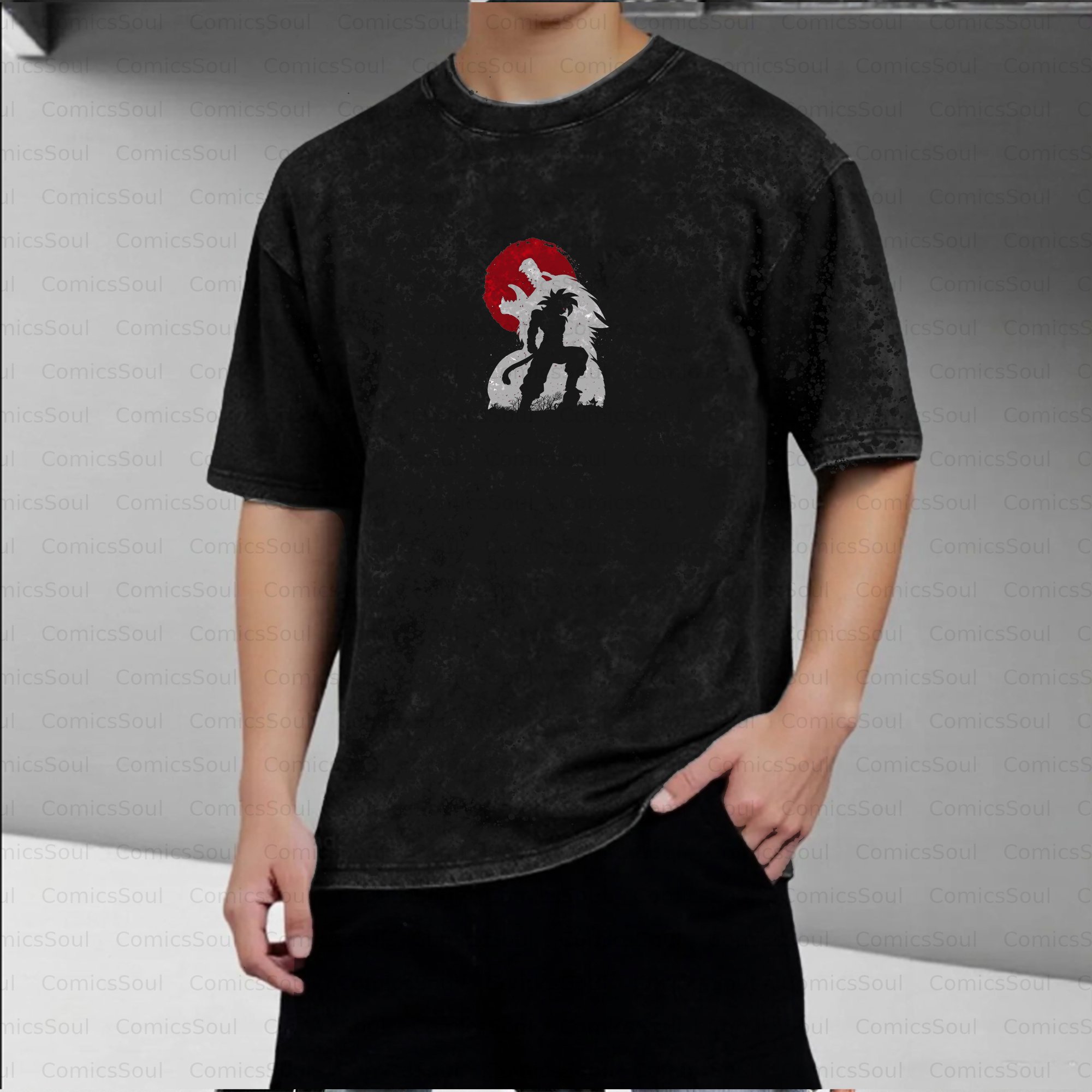 Unisex Anime Inspired Vintage Washed T-shirt