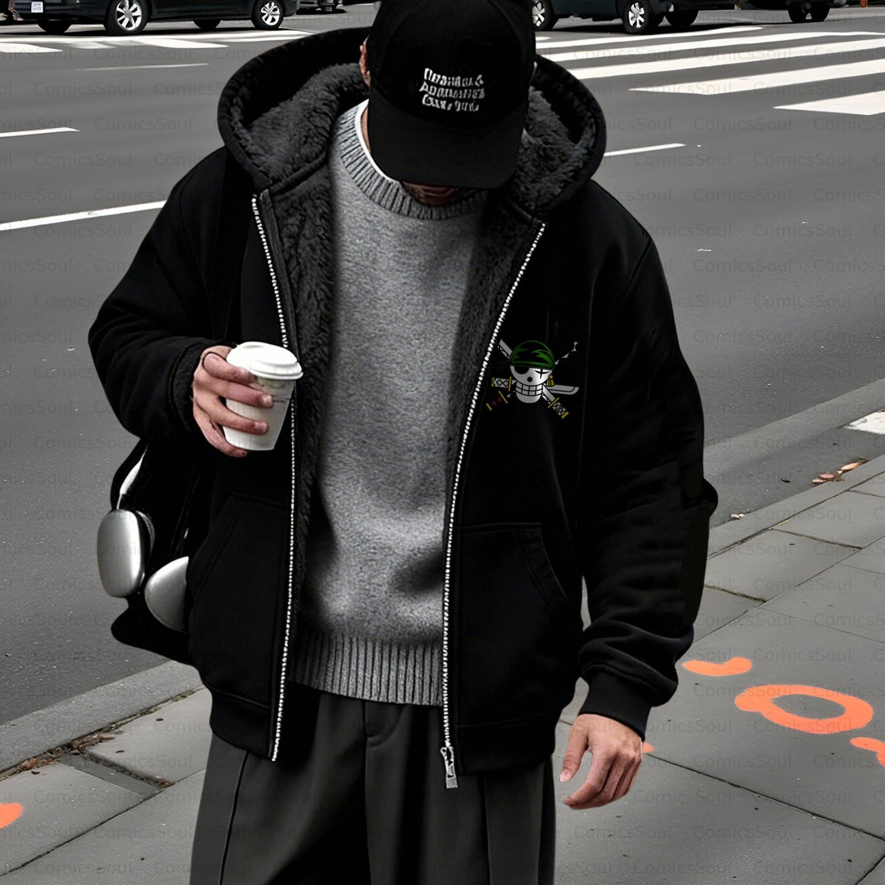 Unisex Graphic Streetwear Vintage Zipper Cardigan Plush Hoodie