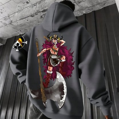 Plus Velvet Unisex Anime Graphic Streetwear Vintage Hoodie