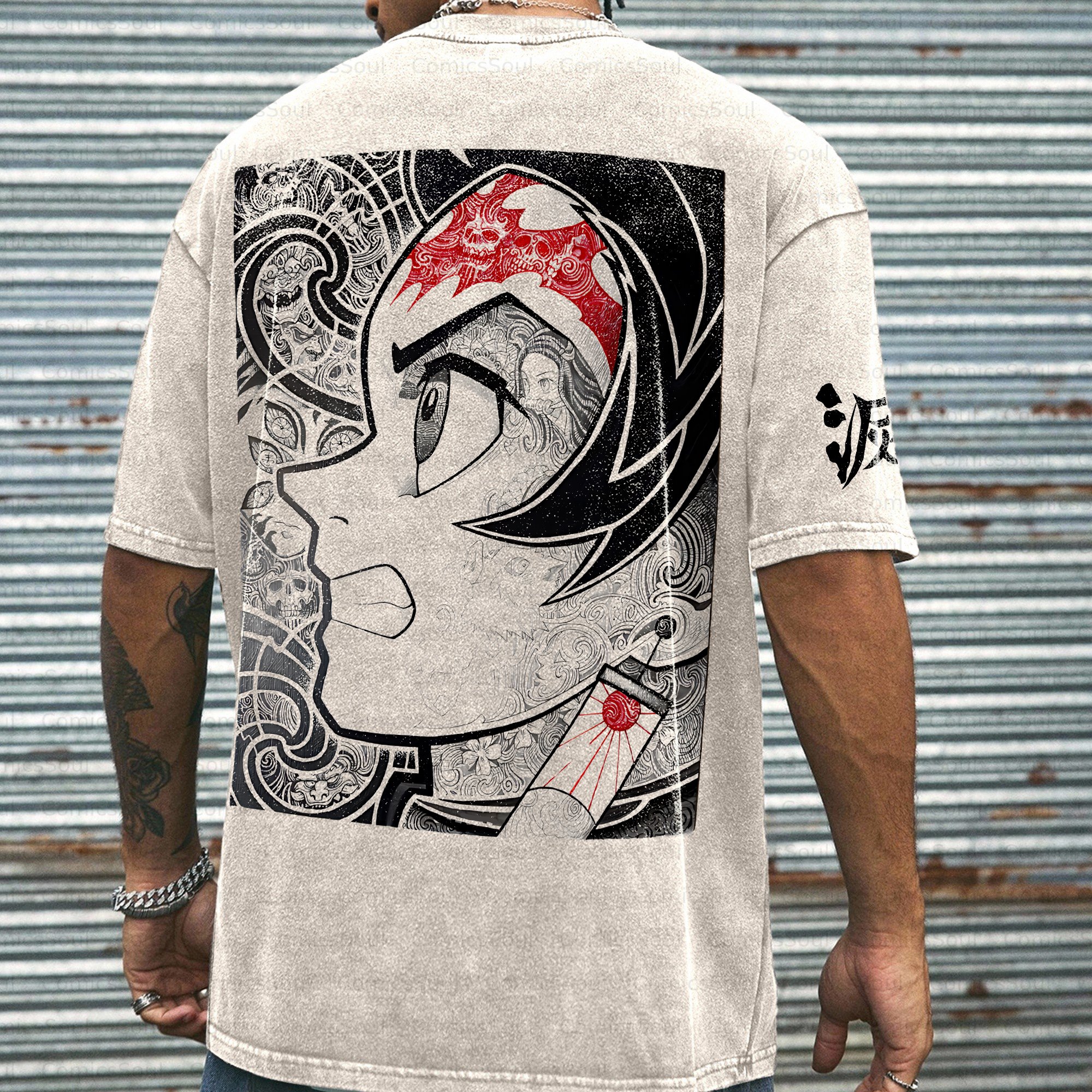 Unisex Anime Inspired Vintage Washed T-shirt