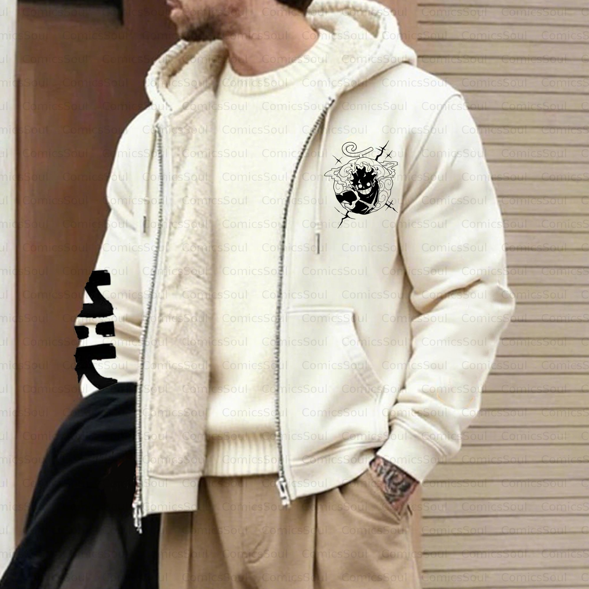 Unisex Graphic Streetwear Vintage Zipper Cardigan Plush Hoodie