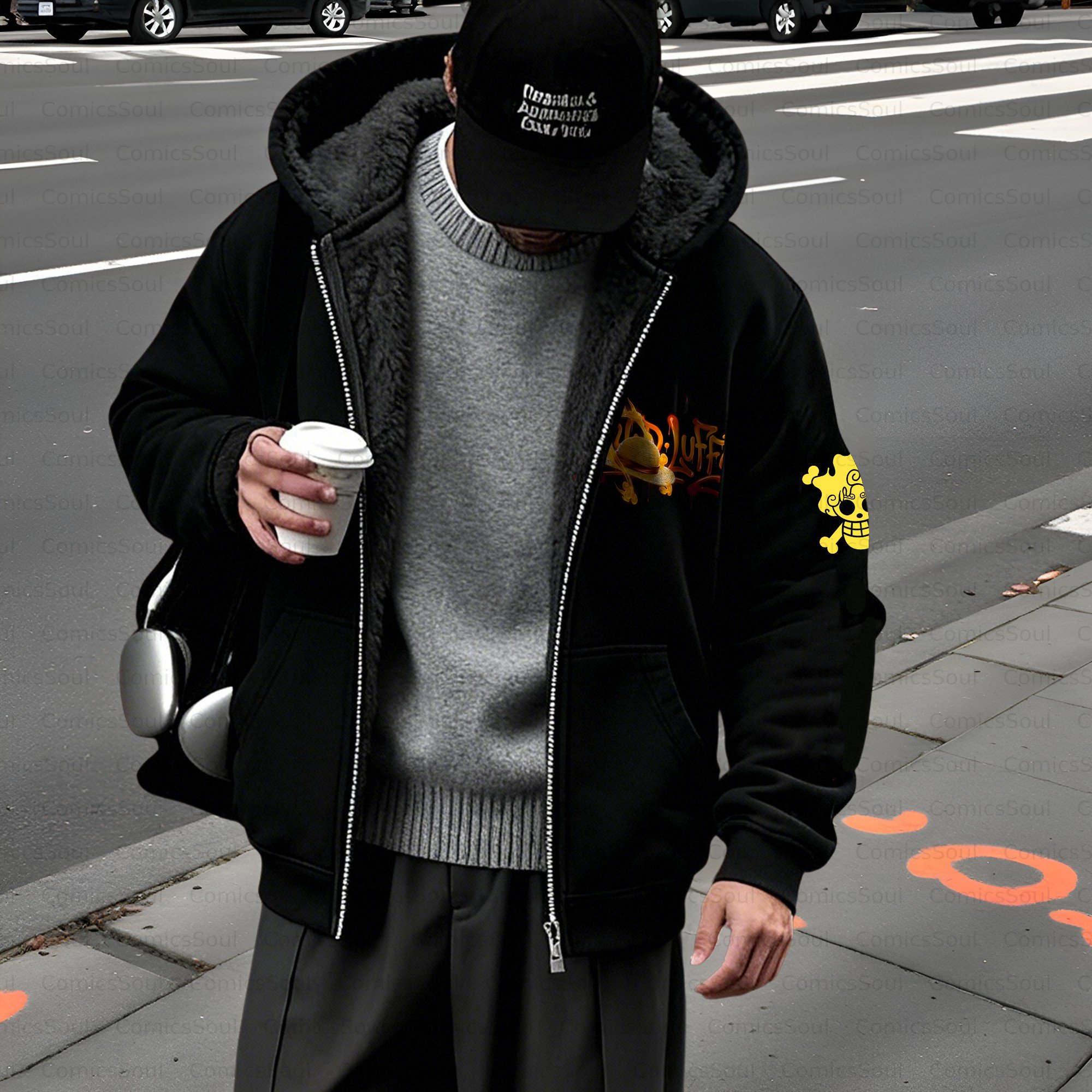 Unisex Graphic Streetwear Vintage Zipper Cardigan Plush Hoodie