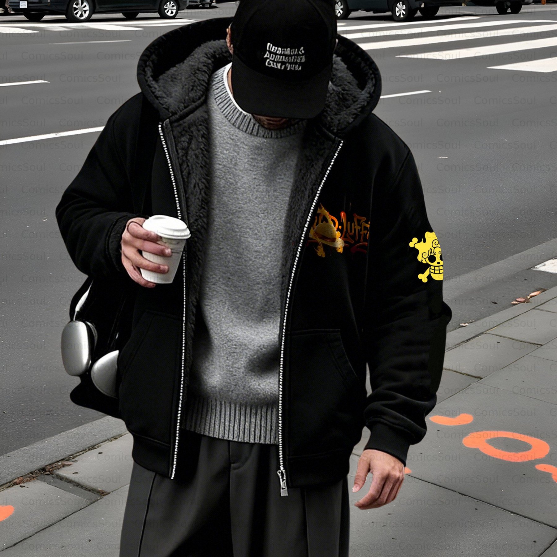 Unisex Graphic Streetwear Vintage Zipper Cardigan Plush Hoodie