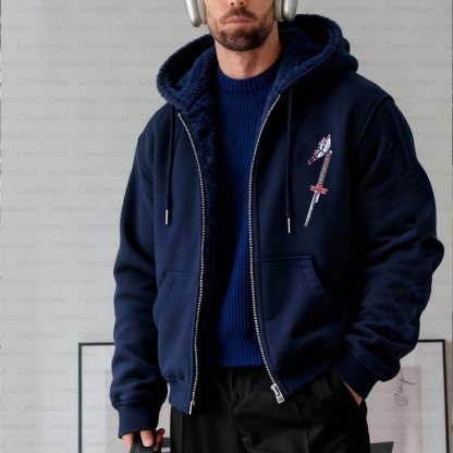 Unisex Graphic Streetwear Vintage Zipper Cardigan Plush Hoodie