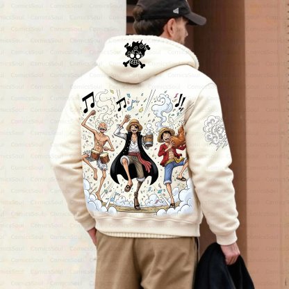 Unisex Graphic Streetwear Vintage Zipper Cardigan Plush Hoodie