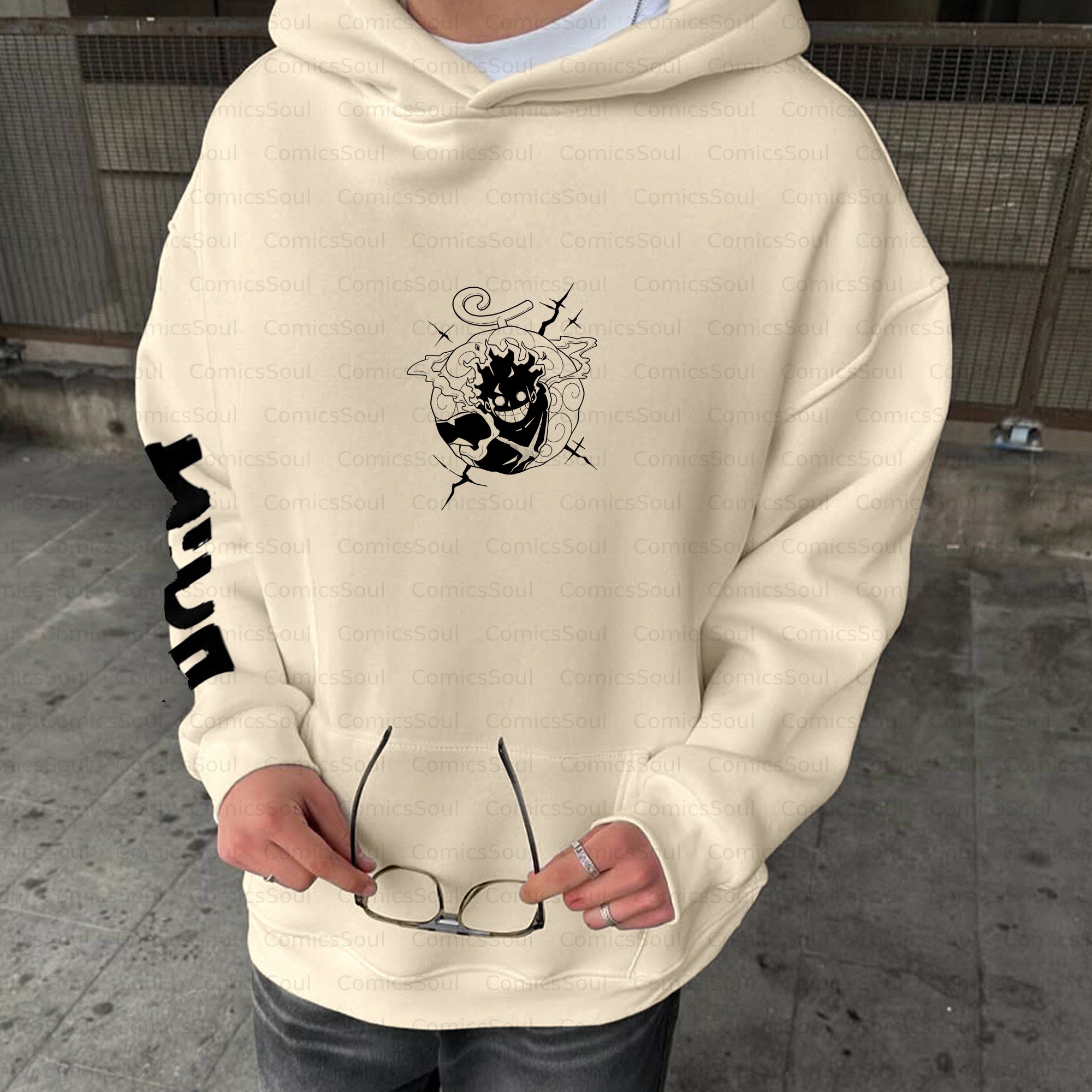 Plus Velvet Unisex Anime Graphic Streetwear Vintage Hoodie