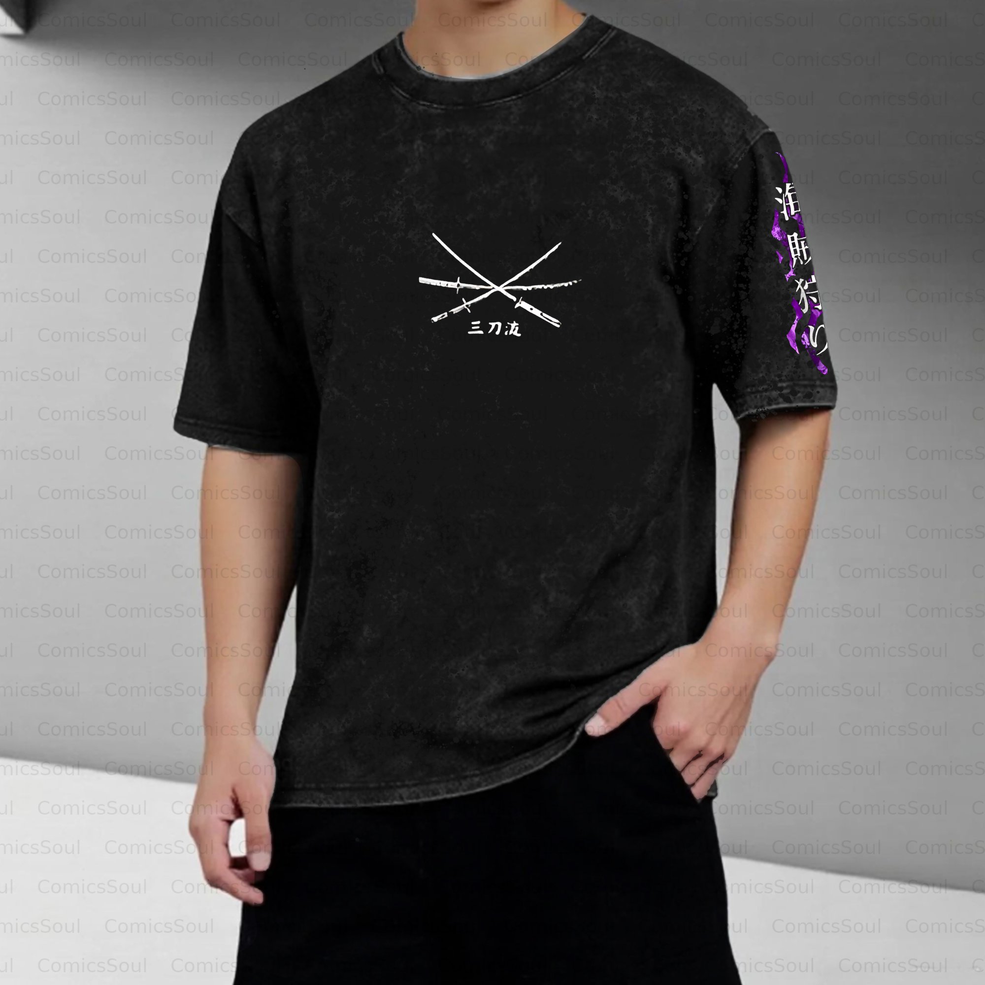 Unisex Anime Inspired Vintage Washed T-shirt