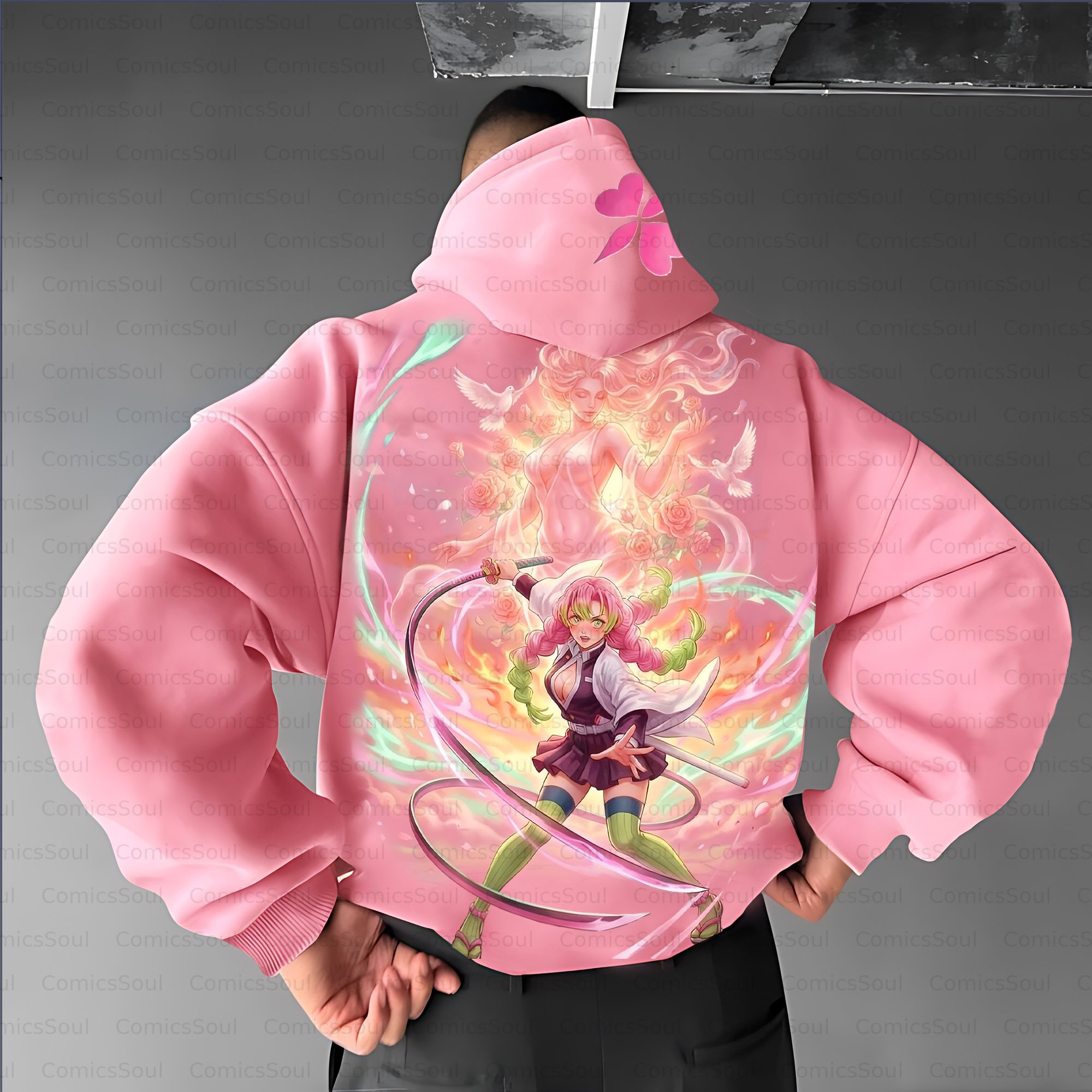 Plus Velvet Unisex Anime Graphic Streetwear Vintage Hoodie