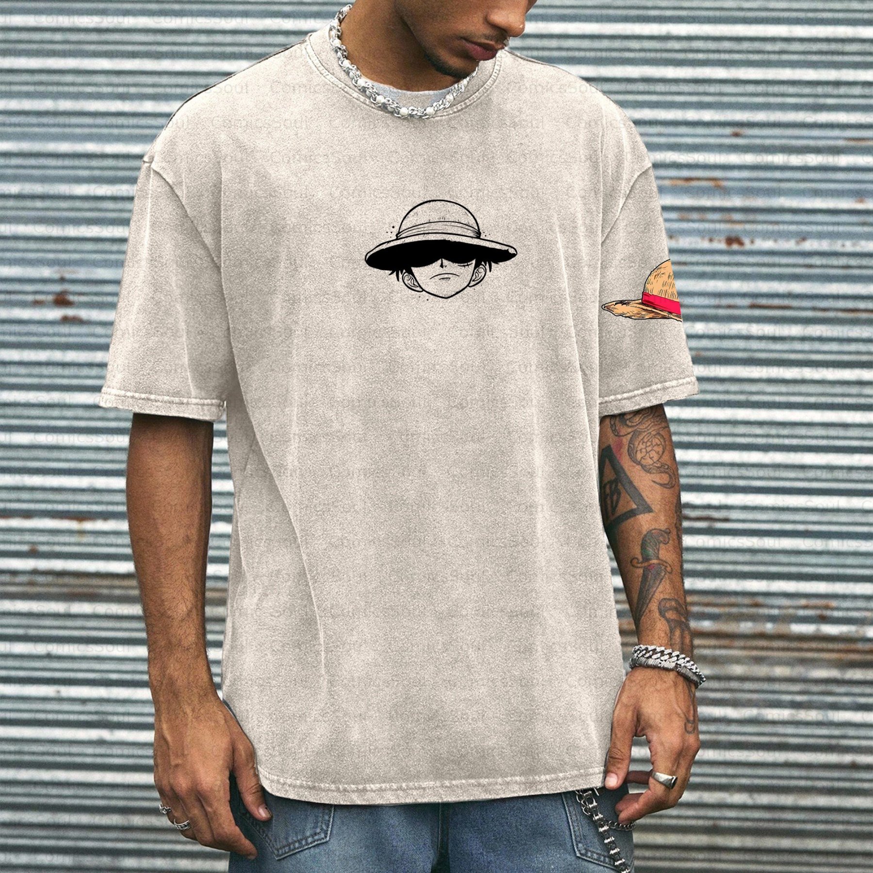 Unisex Anime Inspired Vintage Washed T-shirt