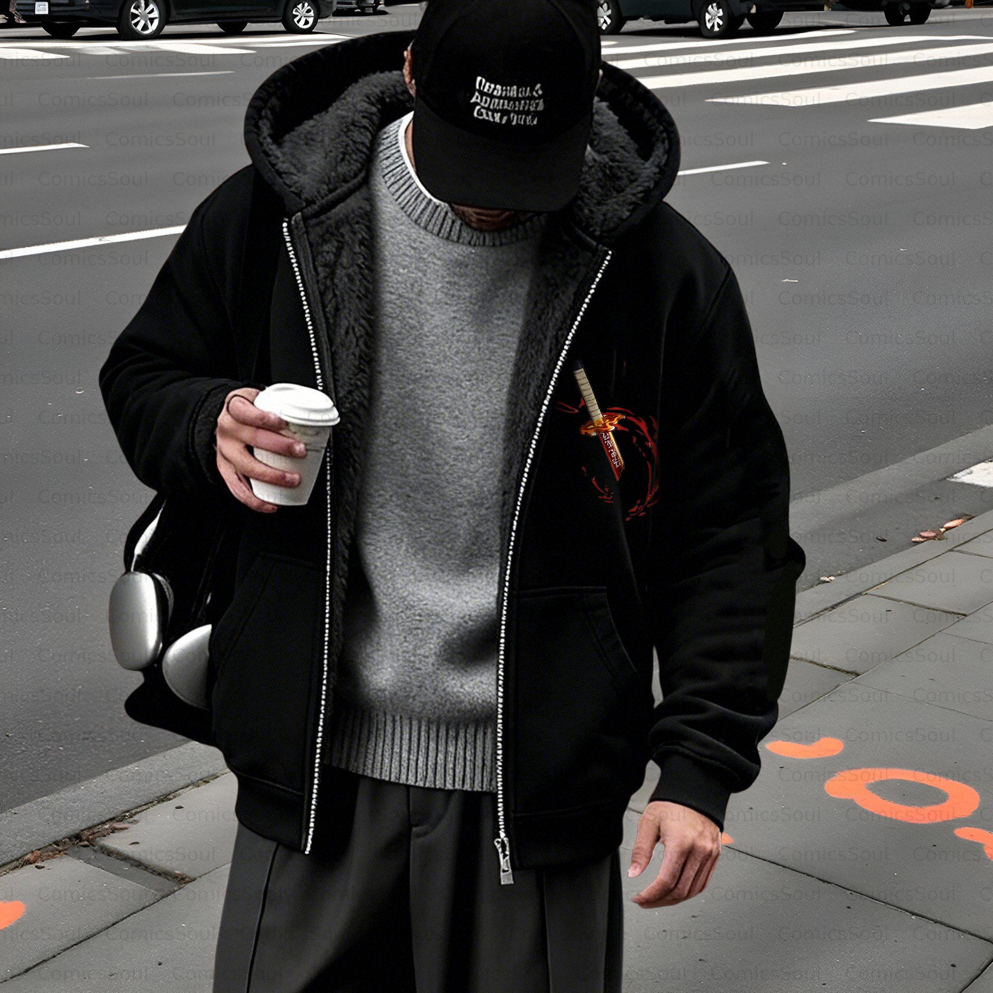 Unisex Graphic Streetwear Vintage Zipper Cardigan Plush Hoodie