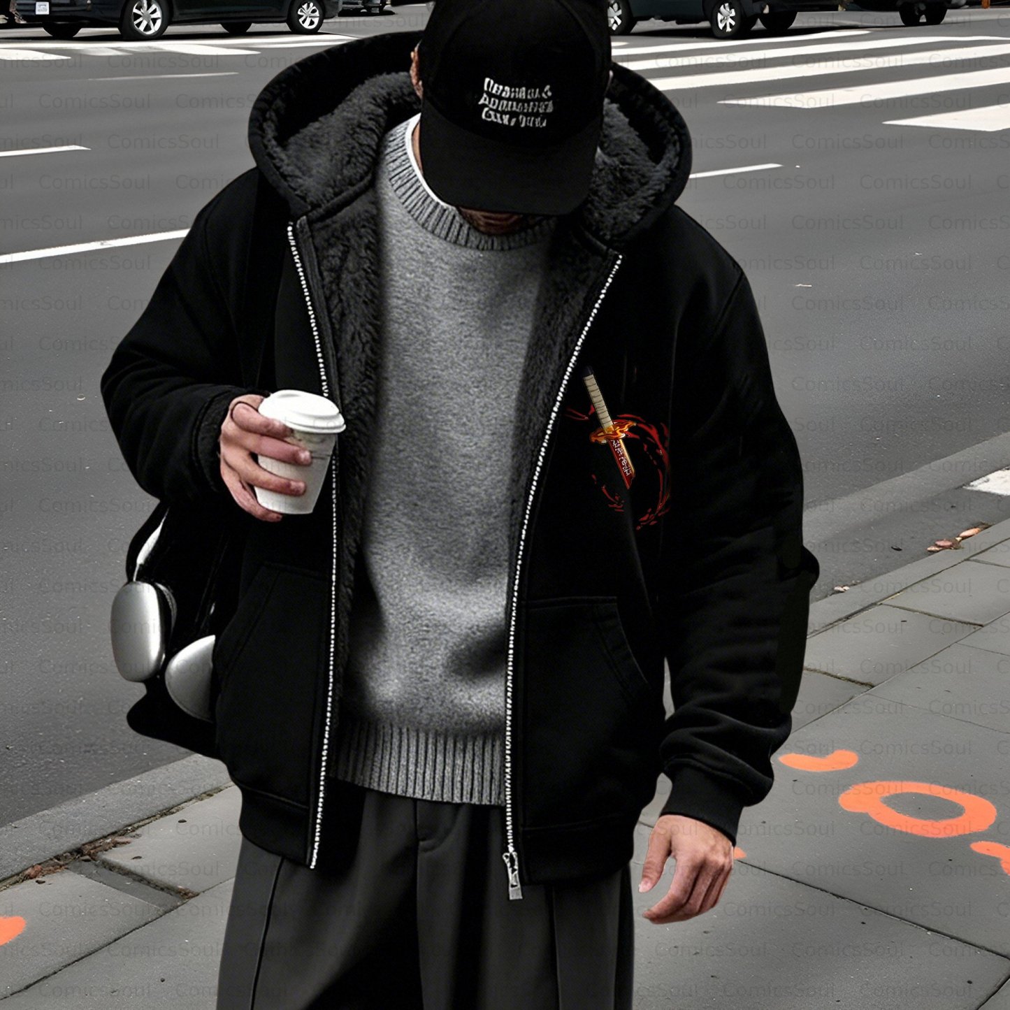 Unisex Graphic Streetwear Vintage Zipper Cardigan Plush Hoodie