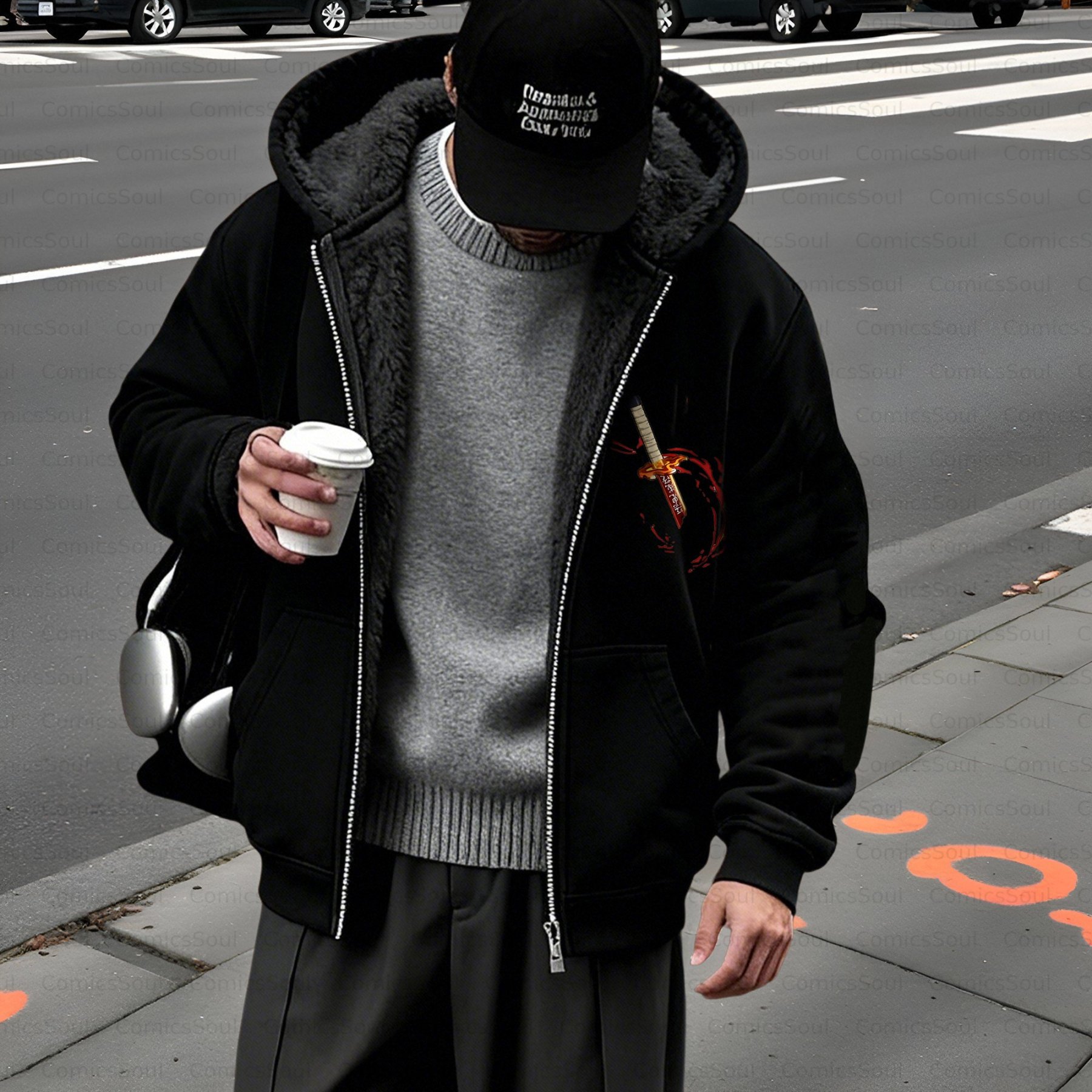 Unisex Graphic Streetwear Vintage Zipper Cardigan Plush Hoodie