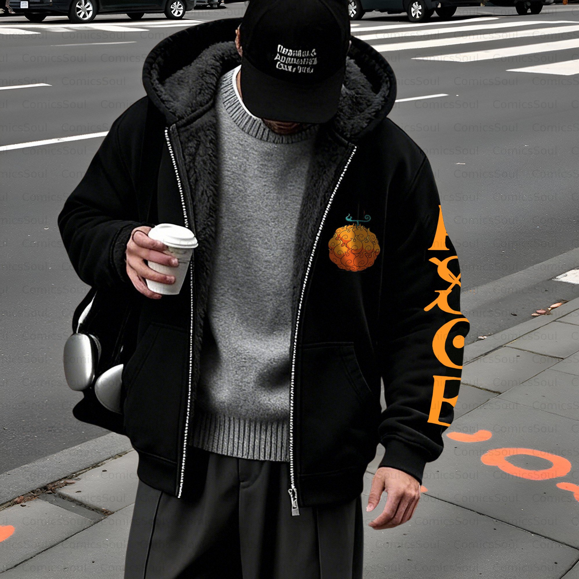 Unisex Graphic Streetwear Vintage Zipper Cardigan Plush Hoodie