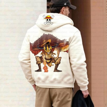 Unisex Graphic Streetwear Vintage Zipper Cardigan Plush Hoodie