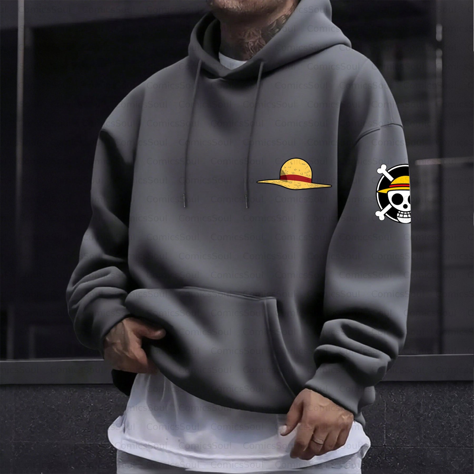 Plus Velvet Unisex Anime Graphic Streetwear Vintage Hoodie