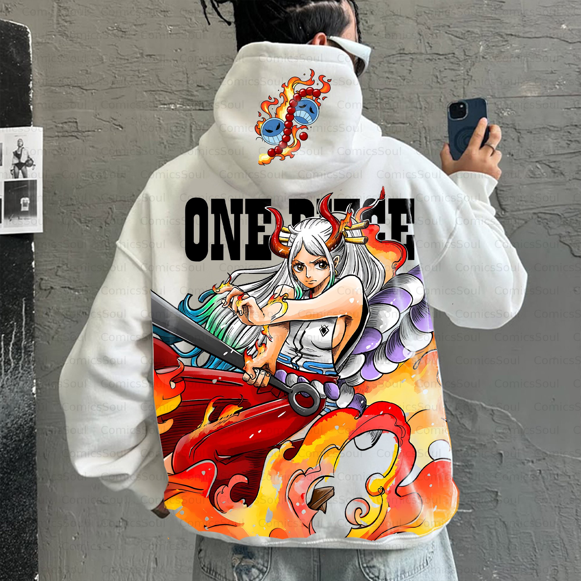 Plus Velvet Unisex Anime Graphic Streetwear Vintage Hoodie