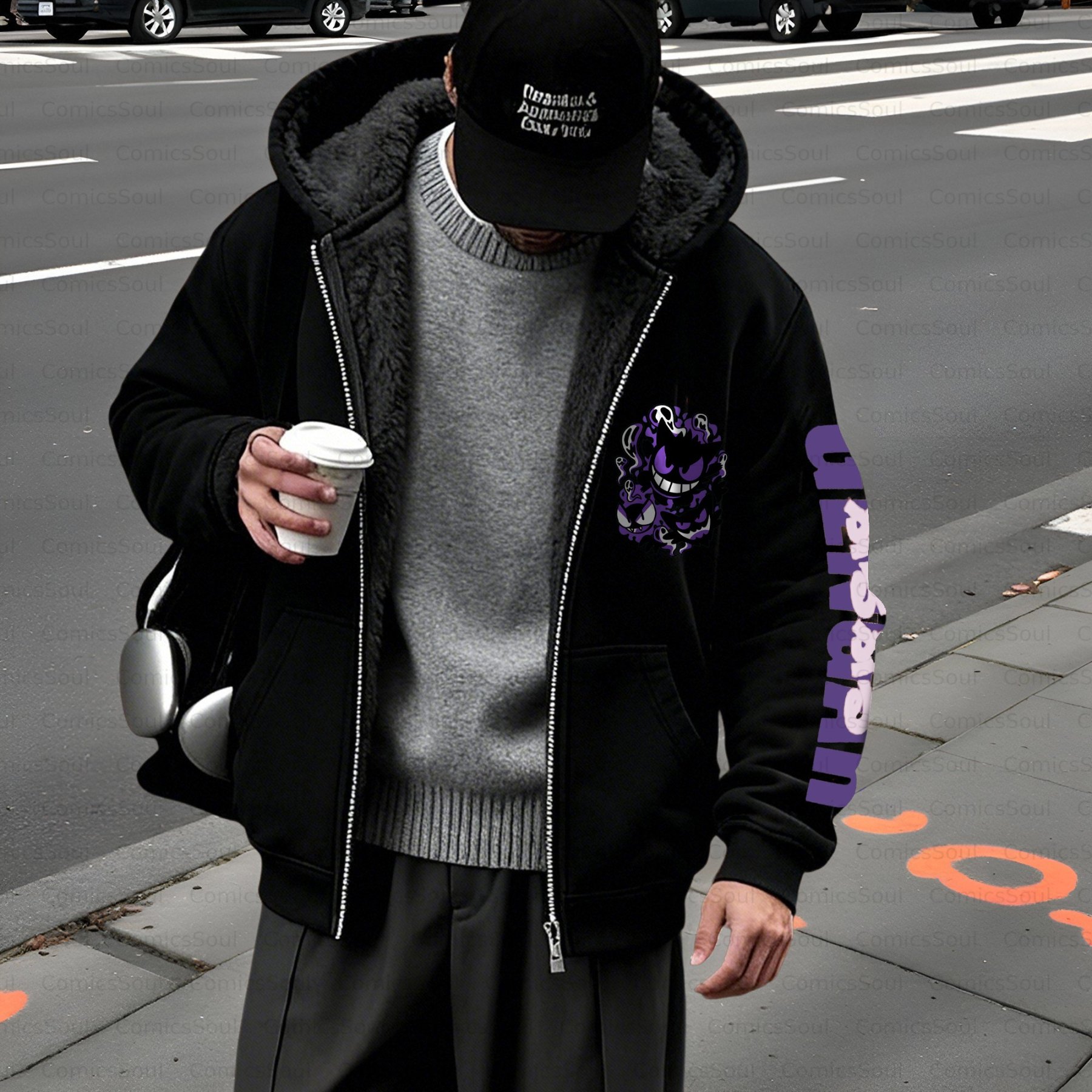 Unisex Graphic Streetwear Vintage Zipper Cardigan Plush Hoodie