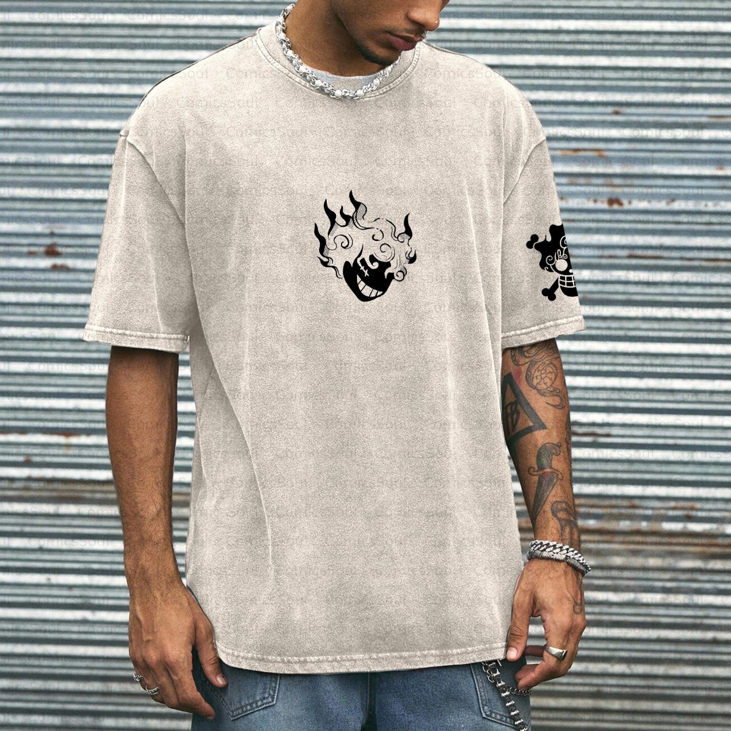 Unisex Anime Inspired Vintage Washed T-shirt