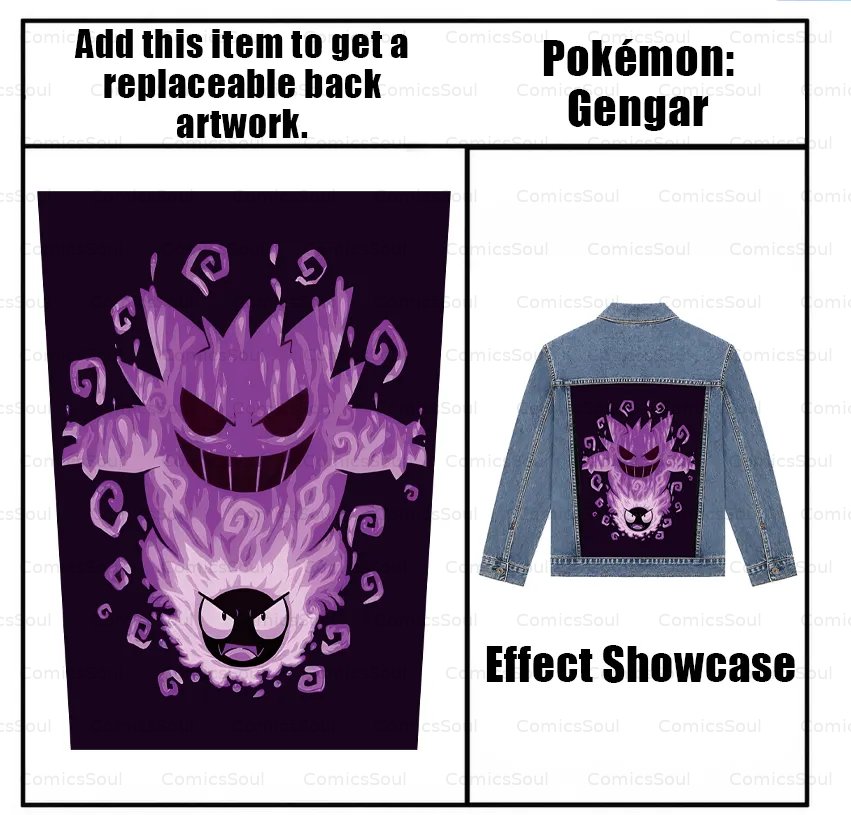 Pokémon Unisex Retro Anime Jacket - Velcro Back with Detachable Replaceable Panel