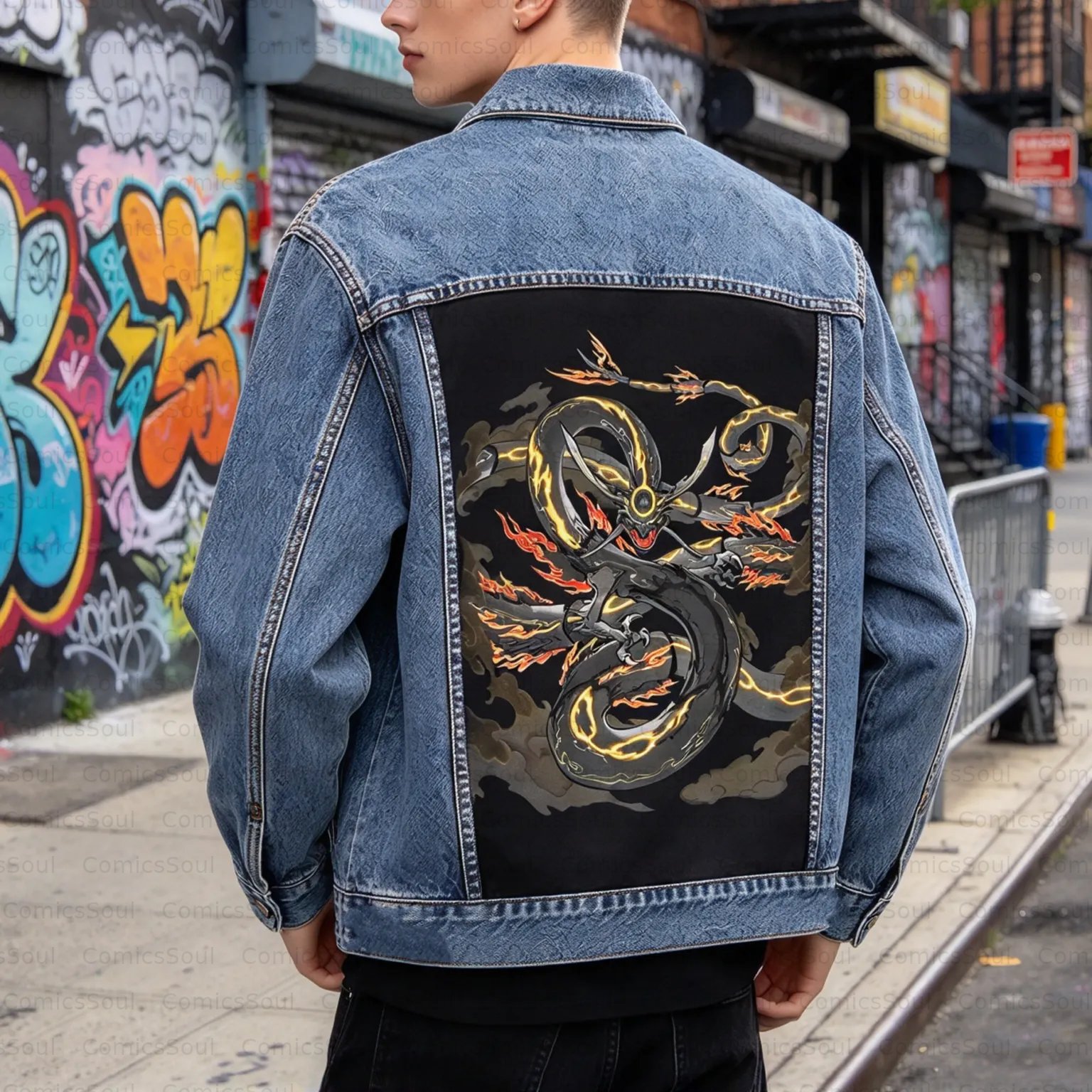 Pokémon Unisex Retro Anime Jacket - Velcro Back with Detachable Replaceable Panel