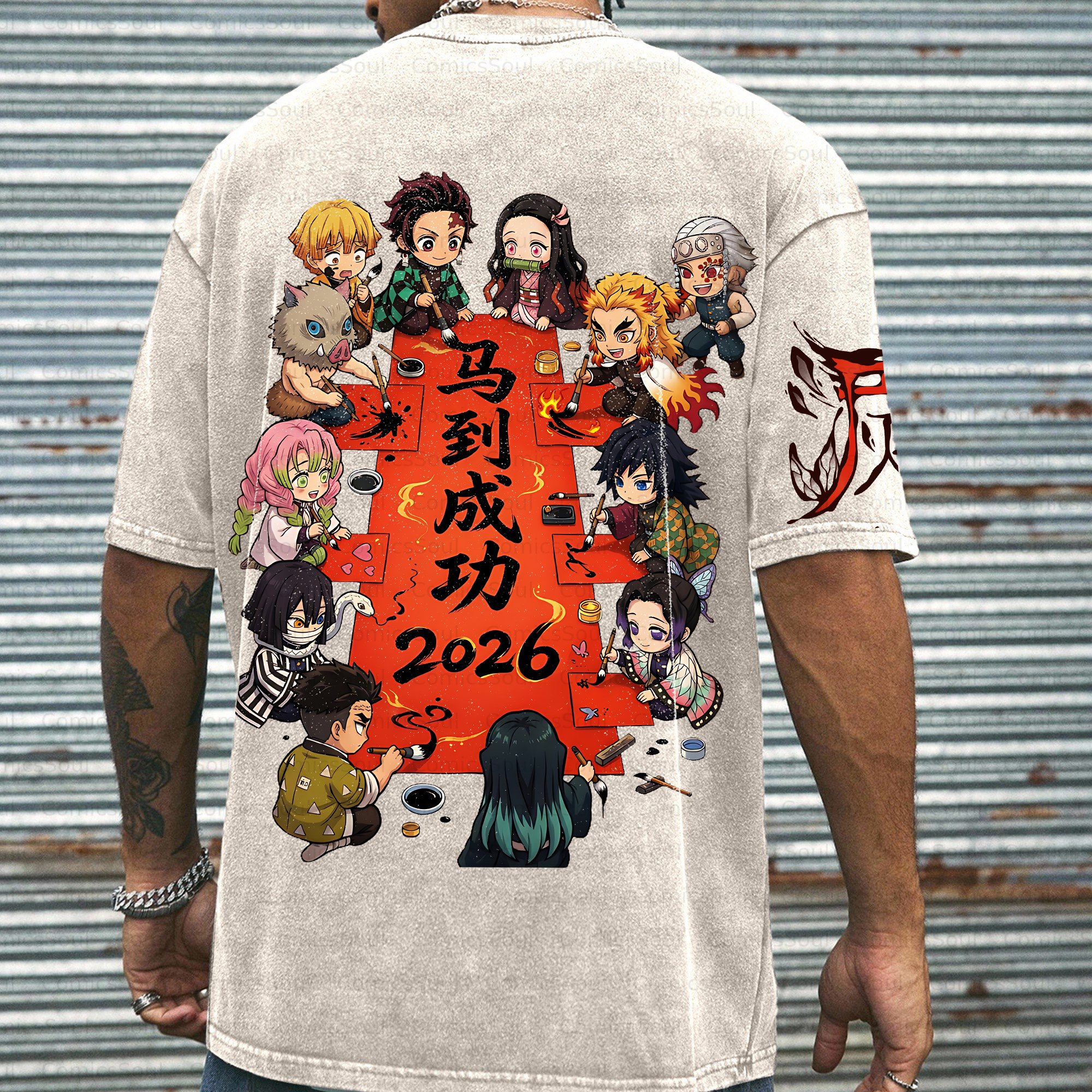 Unisex Anime Inspired Vintage Washed T-shirt