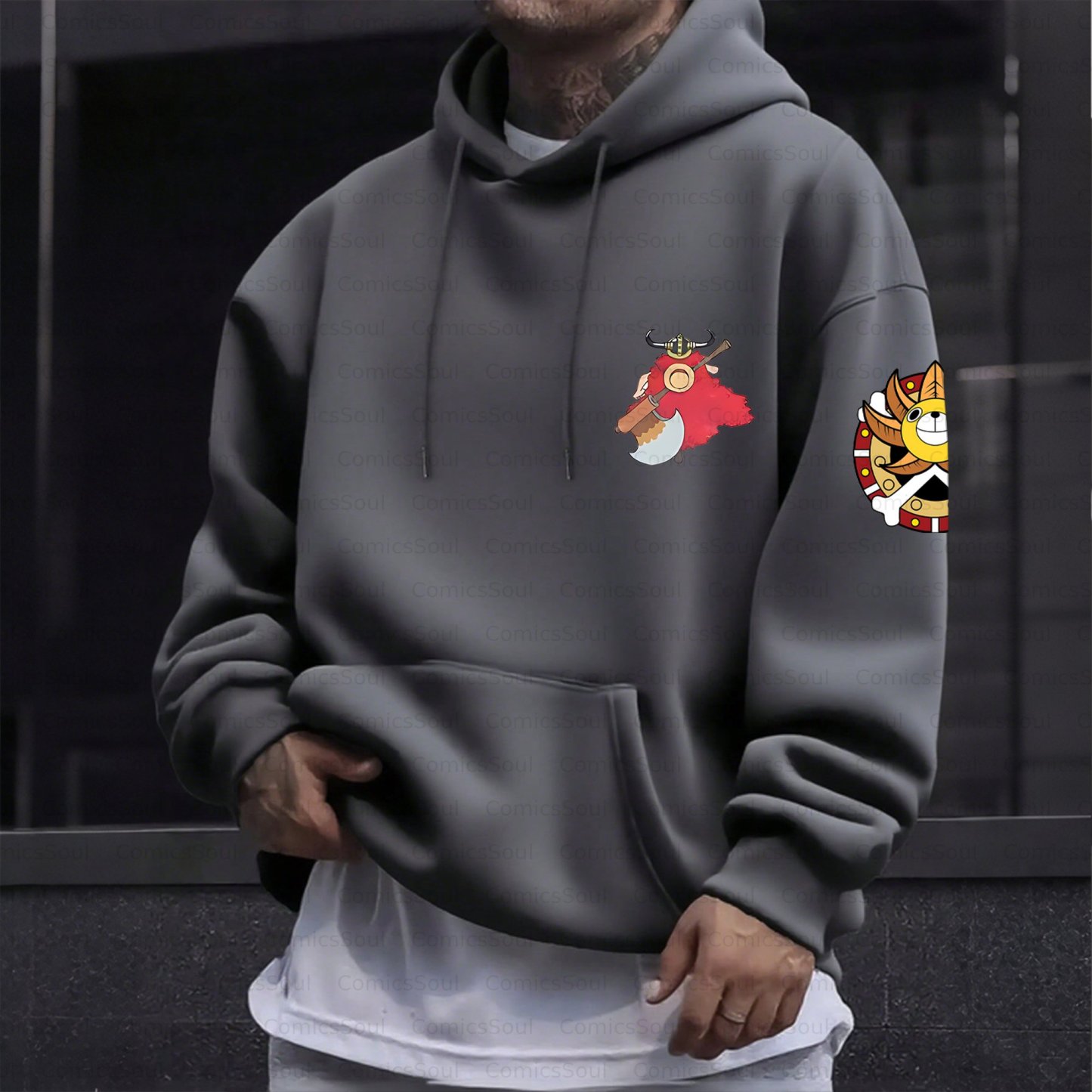 Plus Velvet Unisex Anime Graphic Streetwear Vintage Hoodie