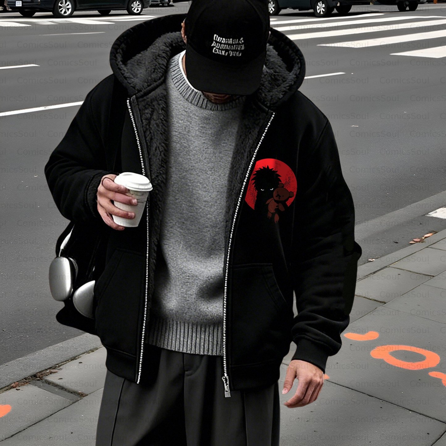 Unisex Graphic Streetwear Vintage Zipper Cardigan Plush Hoodie