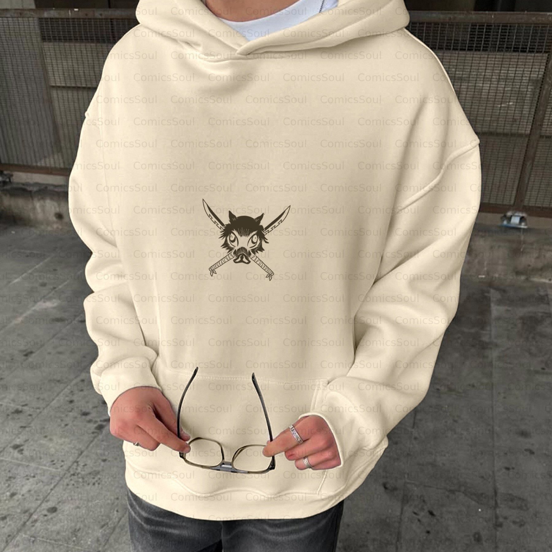 Plus Velvet Unisex Anime Graphic Streetwear Vintage Hoodie