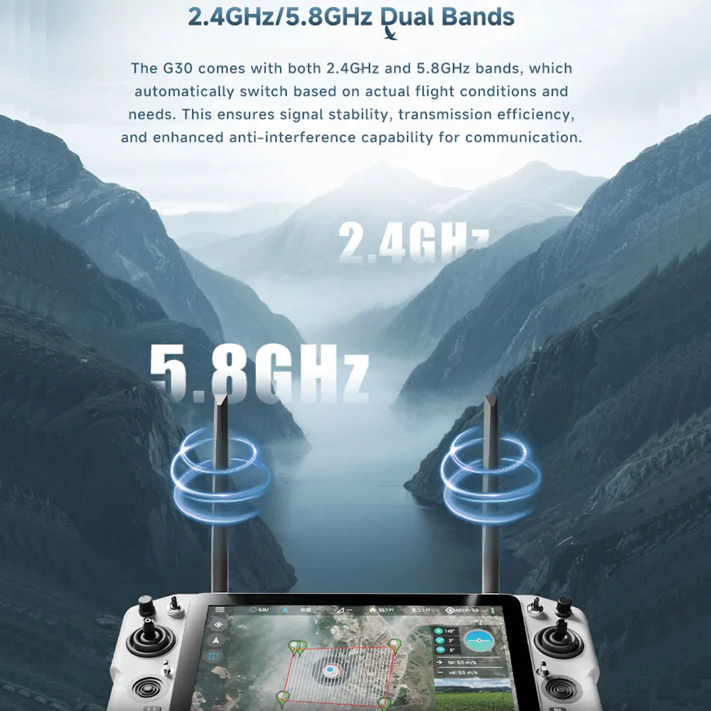 SKYDROID G30 Remote Control With GR03 Receiver 2.4G 5.8G Dual Frequency 10.1inch HD Screen 30KM Long Range Image Transmission-HPXGRC