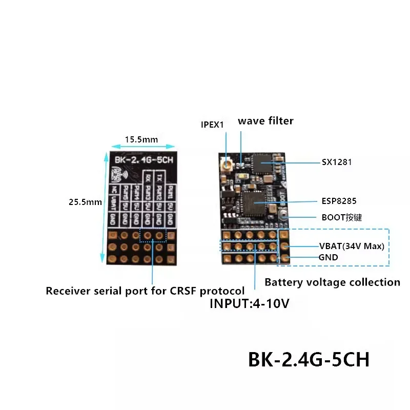 BAYCKRC ELRS 2.4G 5CH PWM Receiver 