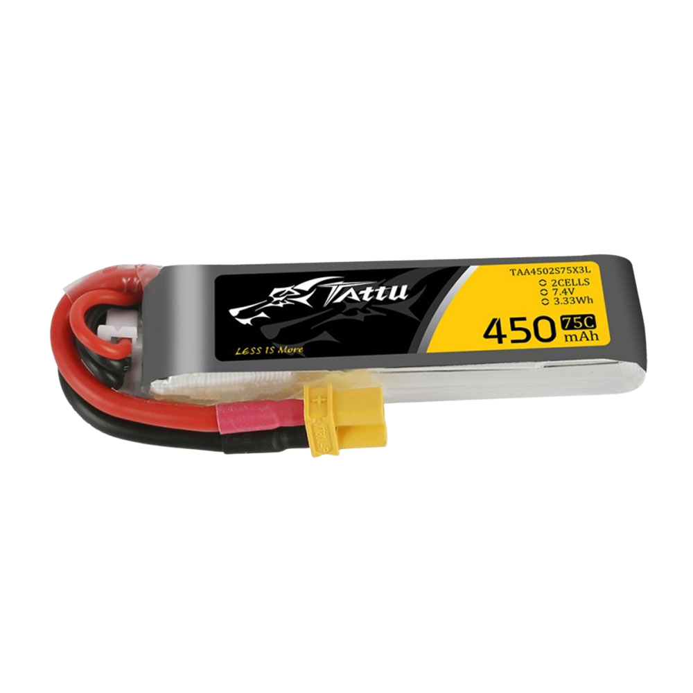 TATTU 450mAh 75C 7.4V 2S Lipo Battery With XT30 Plug