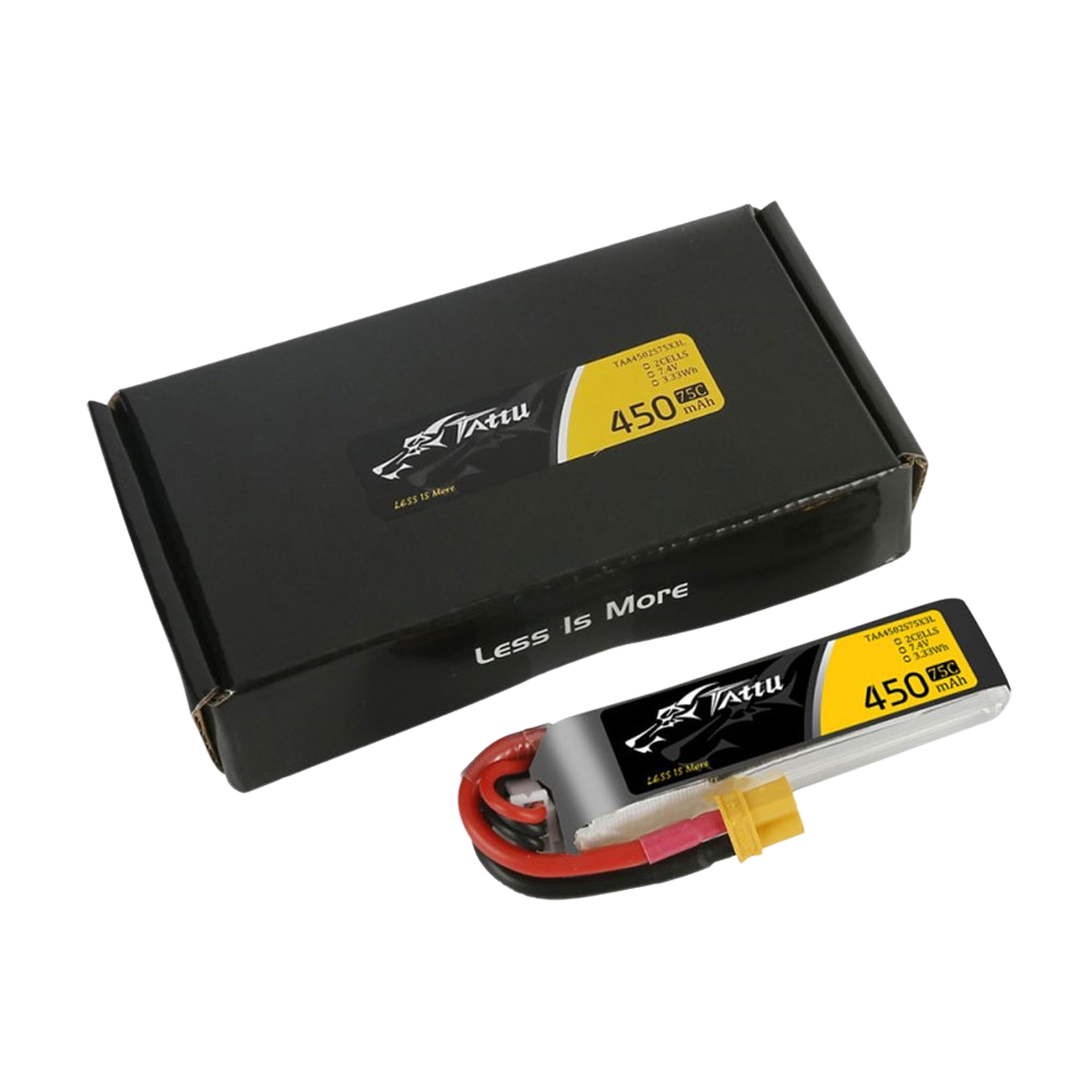 TATTU 450mAh 75C 7.4V 2S Lipo Battery With XT30 Plug