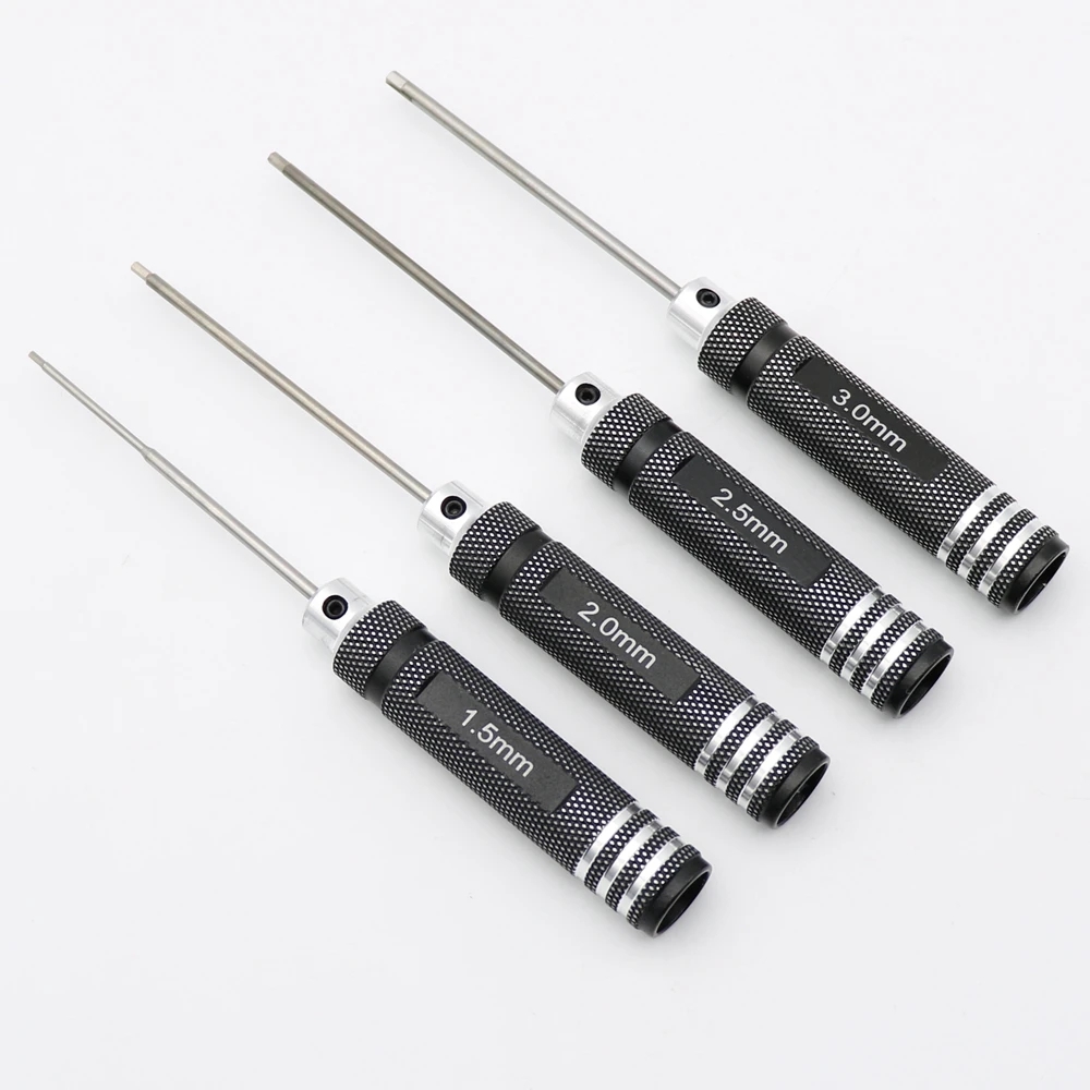 4PCS 1.5/2/2.5/3.0mm Black Hex Drivers Allen Wrench Repair Tool Set for RC Cars