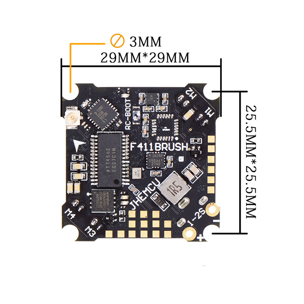 JHEMCU F411 BRUSH Flight Control Built-in ELRS 2.4G Receiver