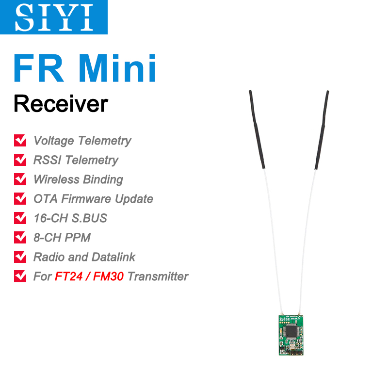 SIYI FR Receiver and FR Mini Receiver 2.4G with Long Range Telemetry S.Bus PWM Control for FT24 Transmitter FM30 Radio Module-HPXGRC