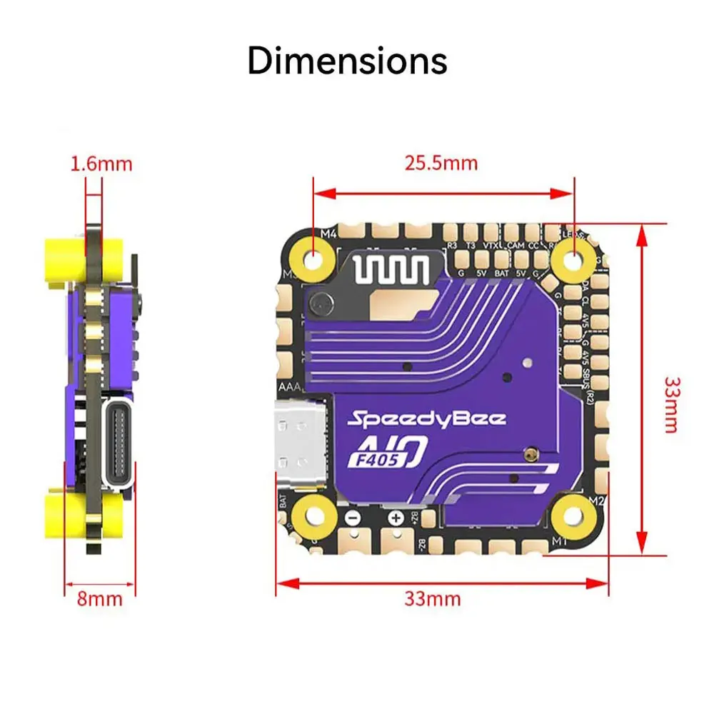 SpeedyBee F405 AIO 40A Bluejay 25.5x25.5 Flight Controller