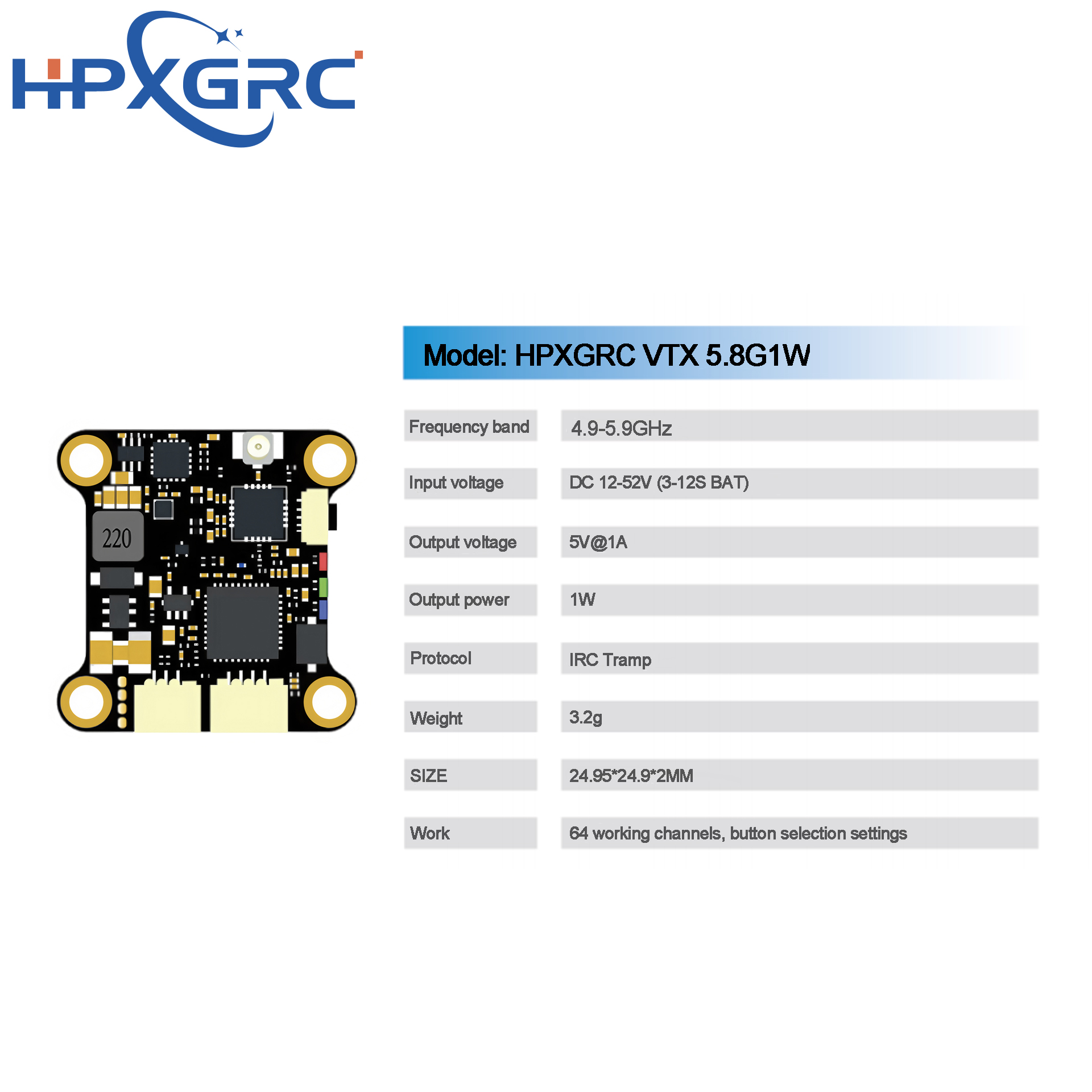 HPXGRC 5.8G 1W VTX