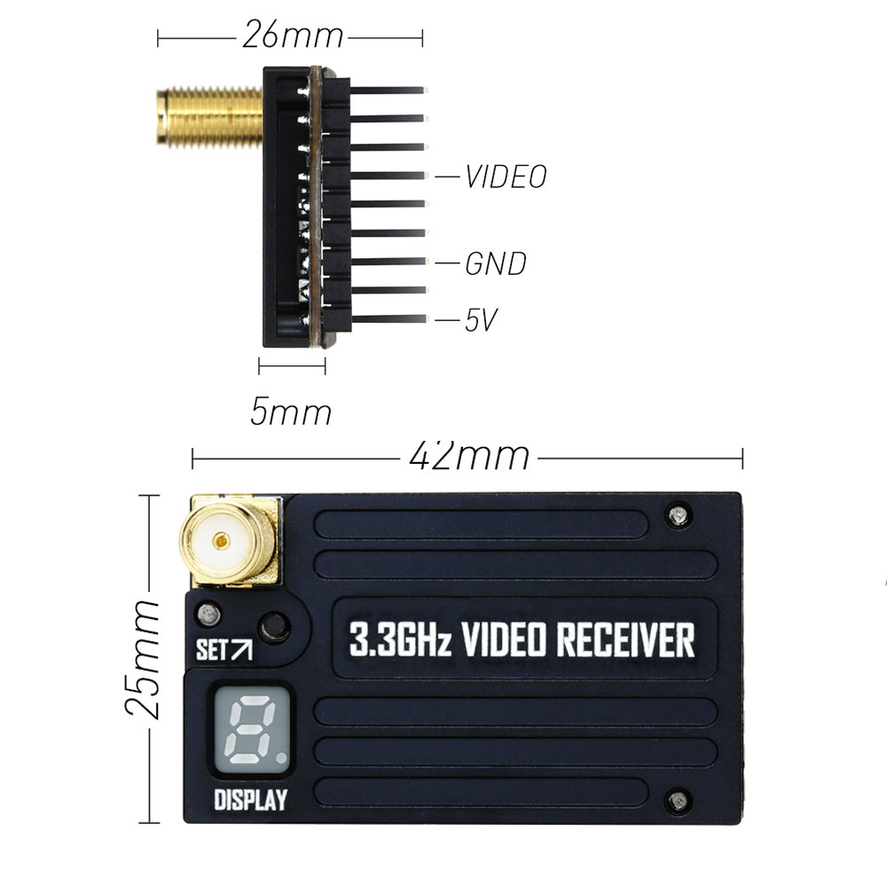 RUSHFPV 3.3G 4W VTX Supports IRC Tramp Protocol 7-30V Video Transmitter & 3.3GHz Glasses VRX Module