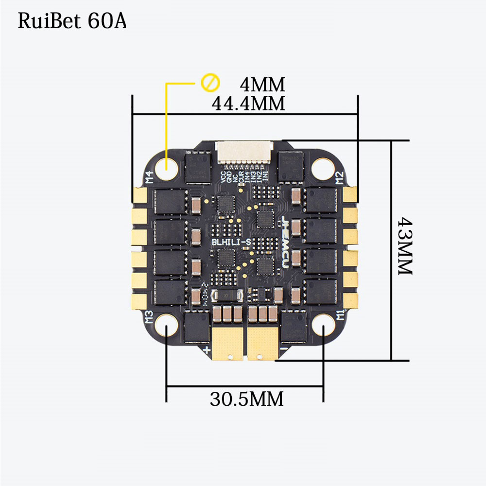 JHEMCU F7 Stack F722 Dual Flight Controller with RuiBet 60A ESC 3-6S 30.5*30.5mm 