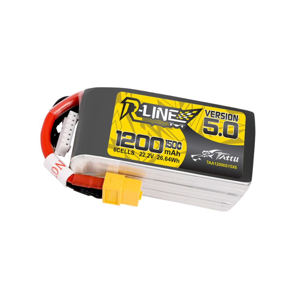 TATTU R-LINE 5.0 1200mAh 150C 22.2V 6S Battery with XT60 Plug