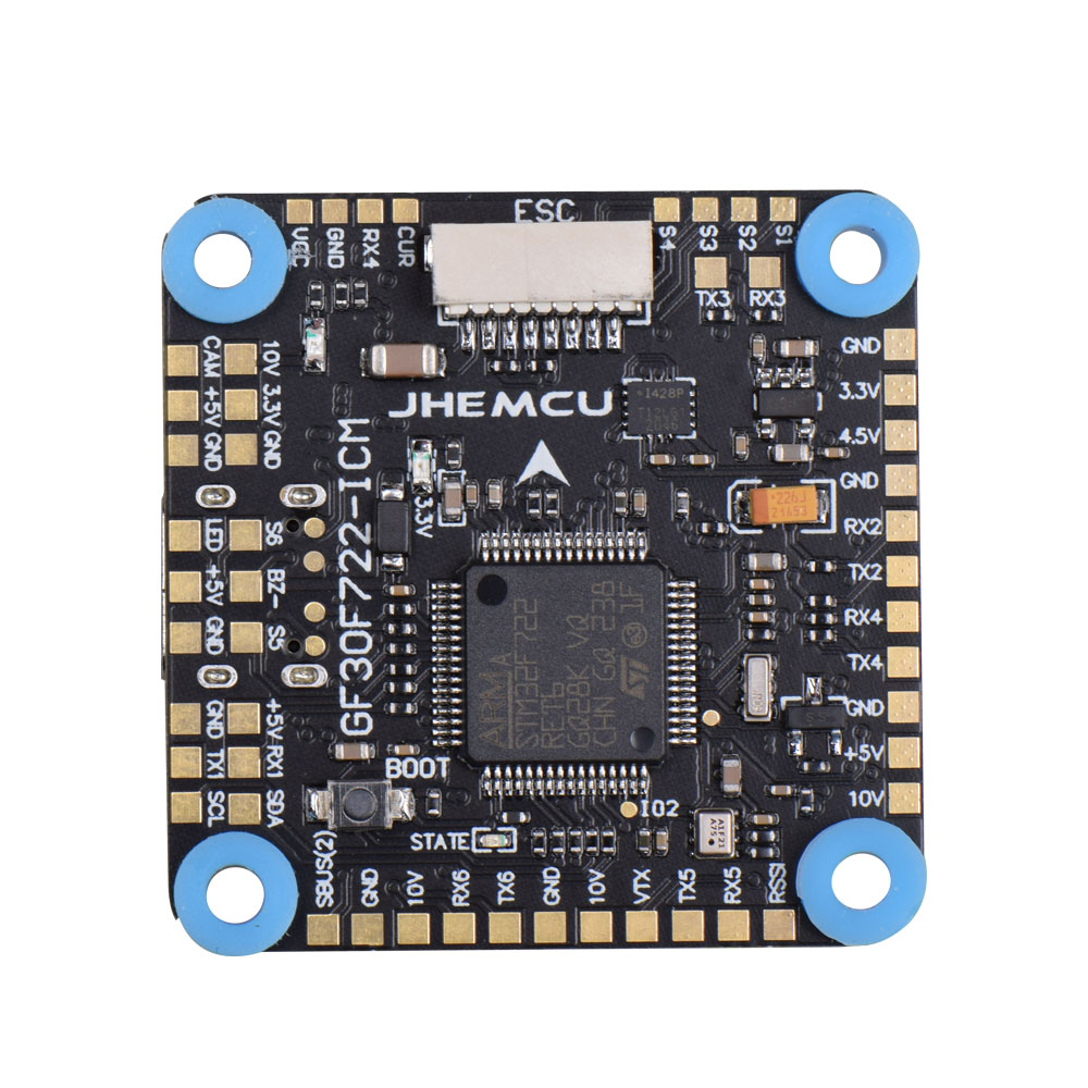 JHEMCU GF30F722-ICM F722 Baro OSD 5V 10V Dual BEC Flight Controller 3-8S 30.5X30.5mm 