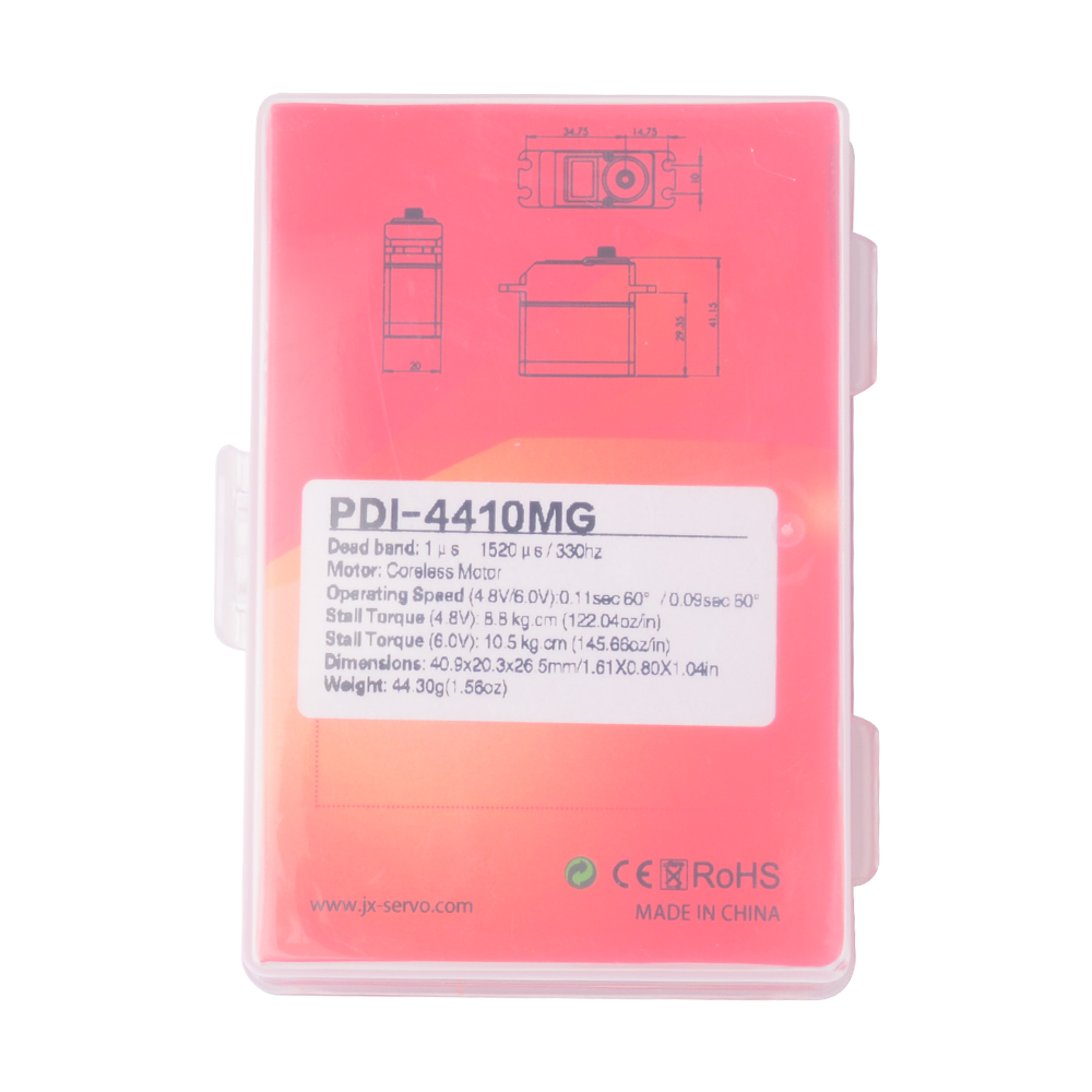 JX Servo PDI-4410MG 10Kg High Precision Metal Gear Low Profile Coreless Servo 120 Degree 1/8 1/10 RC Car Steering Digital Servo-HPXGRC