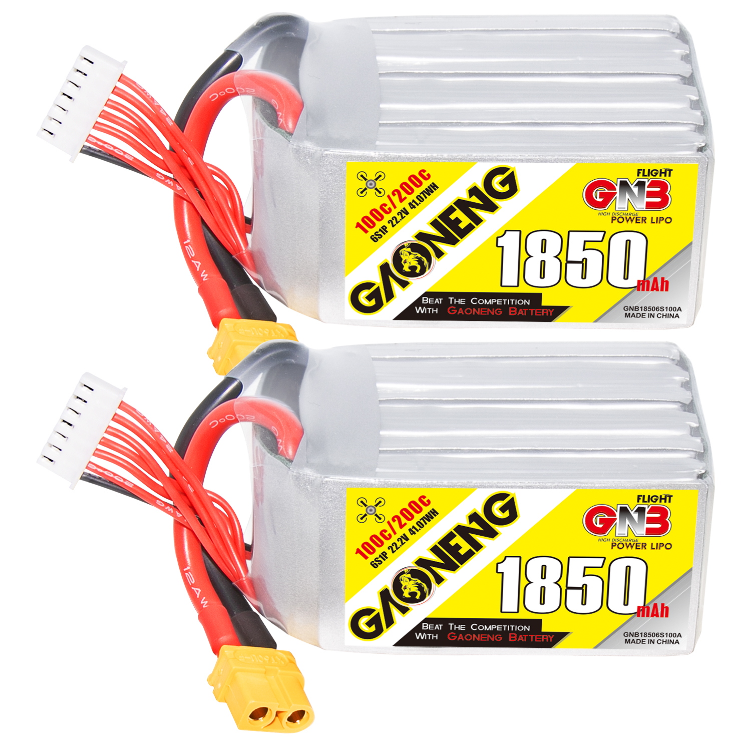 GAONENG GNB 6S 22.2V 1850mAh 100C XT60 RC LiPo Battery FPV Drone Quads-HPXGRC